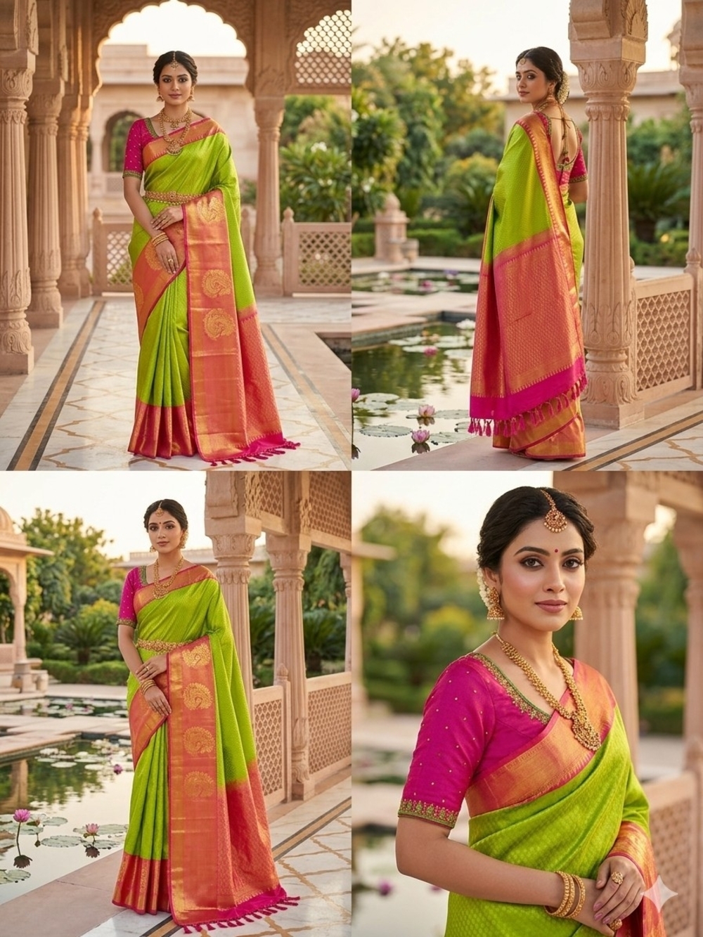 Women Pure Silk Pure Zari Korvai Kanjivaram Saree Wedding Festive Handloom